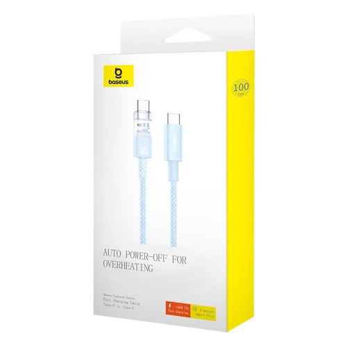 Кабель Baseus Explorer Series Fast Charging Cable with Smart Temperature Control Type-C to Type-C 100W 1m Galaxy Blue