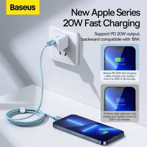 Кабель Baseus Gem Fast-Charging Data Cable USB-C to iP 20W 2m Galaxy Blue