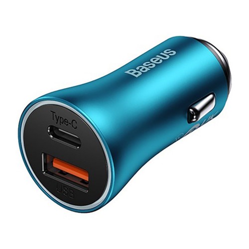 Автомобільний зарядний пристрій Baseus Golden Contactor Max Dual Fast Charger Car Charger U+C 60W Blue