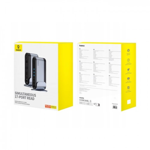 USB-хаб Baseus UnionJoy 17-Port Triple-Display Docking Station Space Grey（USB-C to HDMI4K@60Hz*2+DP4K@60Hz*1+USB3.0*3+USB-C3.0*2+USB2.0*2+PD*1+PC*1+