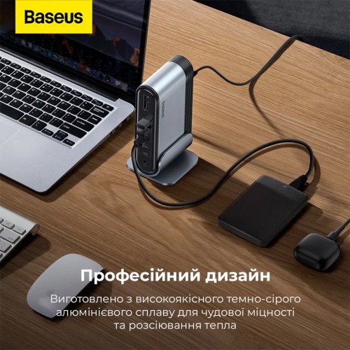 USB-хаб Baseus UnionJoy 17-Port Triple-Display Docking Station Space Grey（USB-C to HDMI4K@60Hz*2+DP4K@60Hz*1+USB3.0*3+USB-C3.0*2+USB2.0*2+PD*1+PC*1+