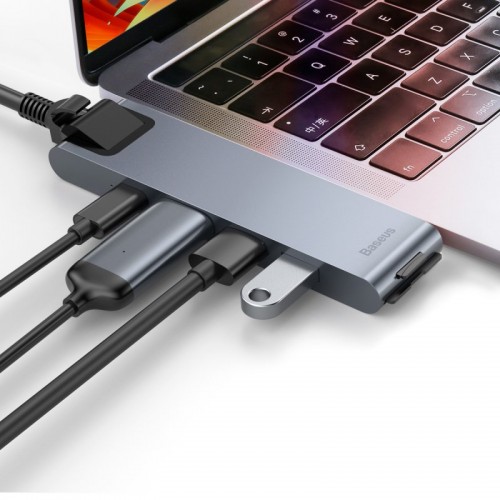 USB-хаб Baseus Thunderbolt C+Pro Seven-in-one смарт-концентратор (док-станция) серый