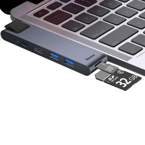 USB-хаб Baseus Thunderbolt C+Pro Seven-in-one смарт-концентратор (док-станция) серый