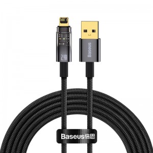 Кабель Baseus Explorer Series Auto Power-Off Fast Charging Data Cable USB to IP 2.4A 1m Black