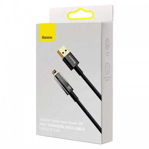 Кабель Baseus Explorer Series Auto Power-Off Fast Charging Data Cable USB to IP 2.4A 1m Black