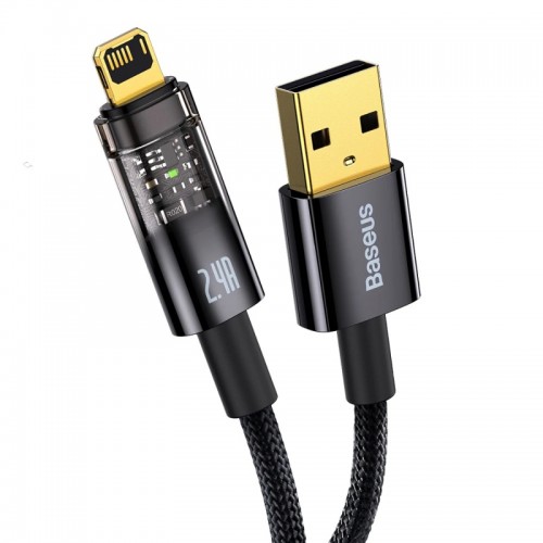 Кабель Baseus Explorer Series Auto Power-Off Fast Charging Data Cable USB to IP 2.4A 1m Black