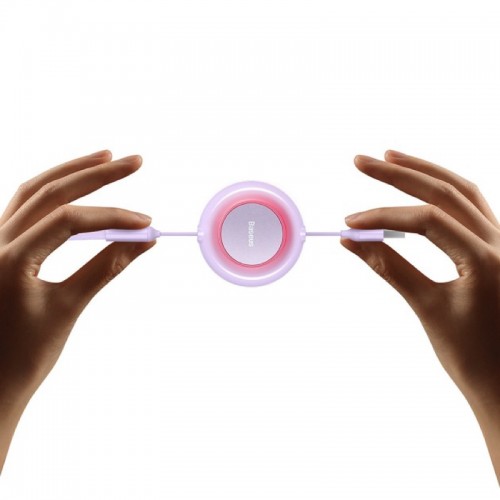 Кабель Baseus Bright Mirror 2 Series Retractable 3-в-1 для быстрой зарядки и передачи данных USB — M+L+C, 3.5A, 1.1 м, фиолетовый