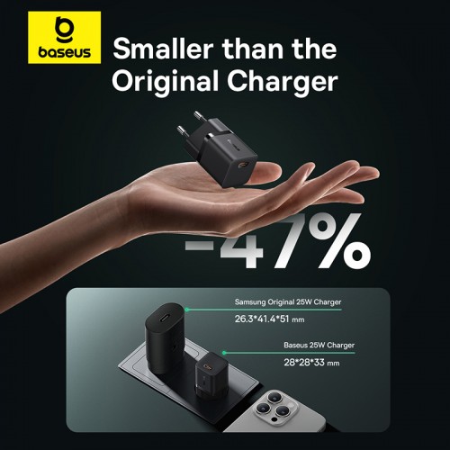 Сетевое зарядное устройство Baseus GaN5 Fast Charger (mini) 1C 25W EU Cluster Black