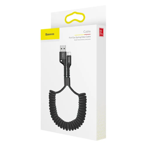 Кабель Baseus Fish eye Spring Data Cable Lightning 1 м, чёрный