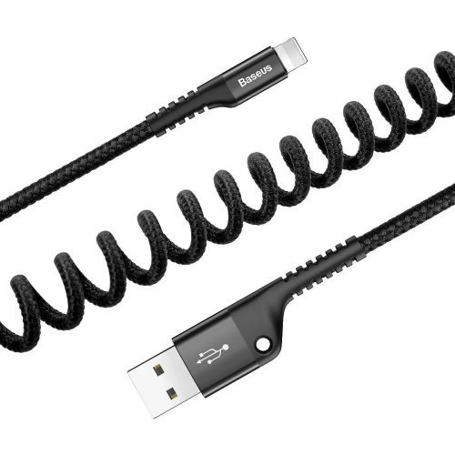 Кабель Baseus Fish eye Spring Data Cable Lightning 1 м, чёрный
