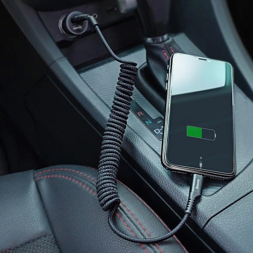 Кабель Baseus Fish eye Spring Data Cable Lightning 1 м, чёрный