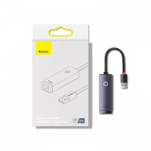 USB-хаб Baseus серии Lite: Ethernet-адаптер USB-A на RJ45, LAN-порт (100 Мбит/с), чёрный