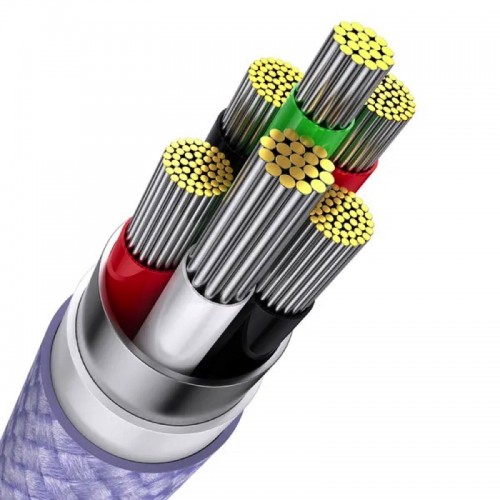 Кабель Baseus Flash Series Ⅱ One-for-three для быстрой зарядки и передачи данных USB–M+L+C 66 Вт 1,2 м фиолетовый