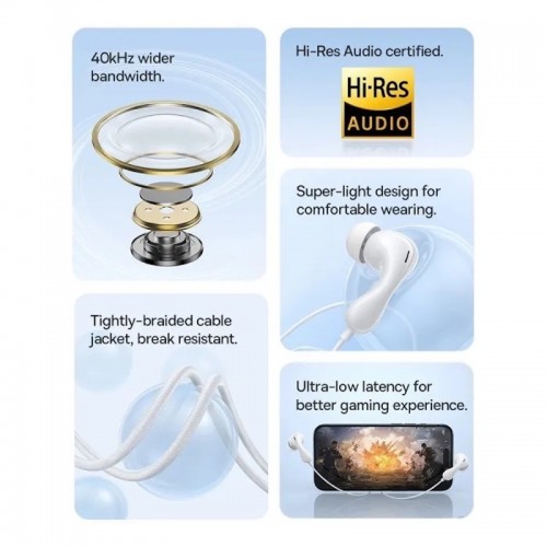 Проводные наушники Baseus Encok HZ20 (3.5mm) Moon White