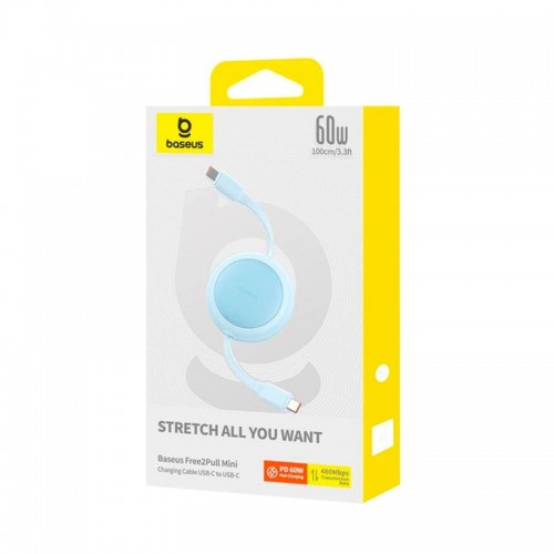 Кабель Baseus Free2Pull Mini для зарядки USB-C — USB-C 60W 1 м, Galaxy Blue