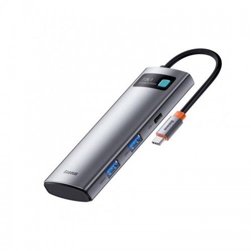 USB-хаб Baseus Metal Gleam Series 7-in-1 Multifunctional Type-C HUB Docking Station Gray（Type-C to HDMI*1+USB3.0*2+USB-C*1+PD*1+SD/TF*1)
