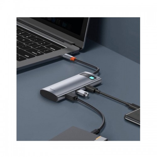 USB-хаб Baseus Metal Gleam Series 7-in-1 Multifunctional Type-C HUB Docking Station Gray（Type-C to HDMI*1+USB3.0*2+USB-C*1+PD*1+SD/TF*1)