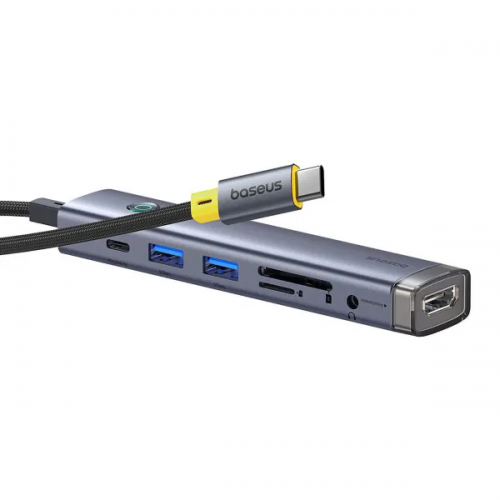 USB-хаб Baseus UltraJoy Series 7-Port HUB AIR Space Grey (Type-C to HDMI4K@60Hz*1+USB3.0*2+PD*1+SD/TF3.0*1+3.5mm*1)