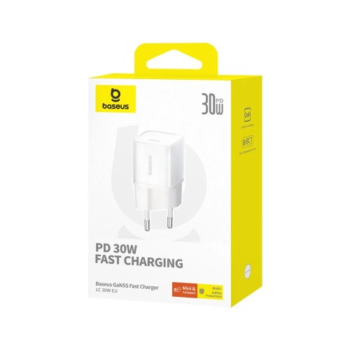 Сетевое зарядное устройство Baseus GaN5S Fast Charger 1C 30W EU Moon White