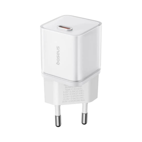 Сетевое зарядное устройство Baseus GaN5S Fast Charger 1C 30W EU Moon White