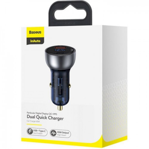 Автомобильное зарядное устройство Baseus Particular Digital Display QC+PPS Dual Quick Charger Car Charger 65W Неглубокое потускнение