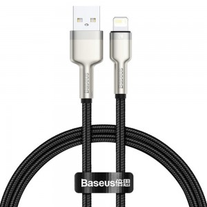 Кабель Baseus серии Cafule Metal Data Cable USB – IP 2.4A 0,25 м, чёрный