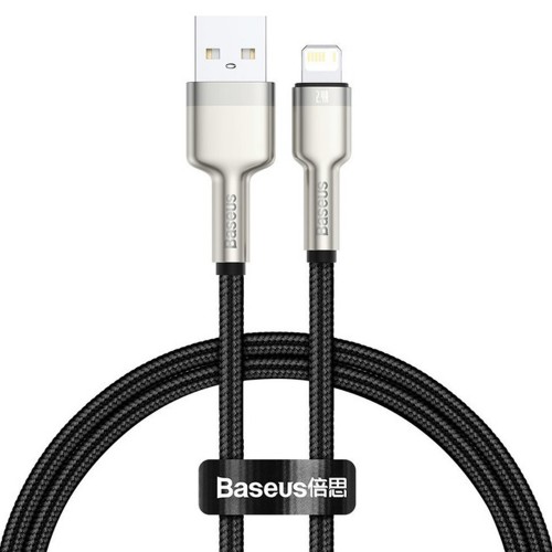 Кабель Baseus серии Cafule Metal Data Cable USB – IP 2.4A 0,25 м, чёрный