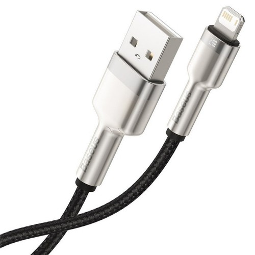 Кабель Baseus серии Cafule Metal Data Cable USB – IP 2.4A 0,25 м, чёрный