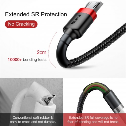 Кабель Baseus cafule Cable USB For Micro 2A 3m Red+Black