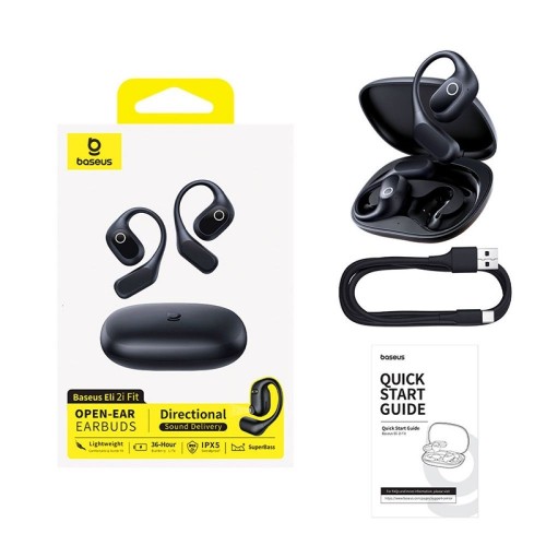 Бездротові навушники TWS Baseus Eli 2i Fit Open-Ear, IPX5, Cosmic Black