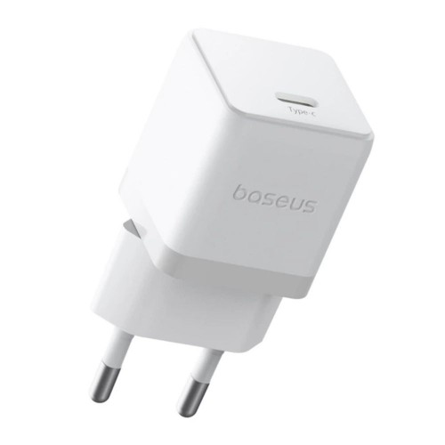 Сетевое зарядное устройство с кабелем Baseus Palm Fast Charger 1C 20W EU Moon White, комплект USB-C to iP 20W 1 м