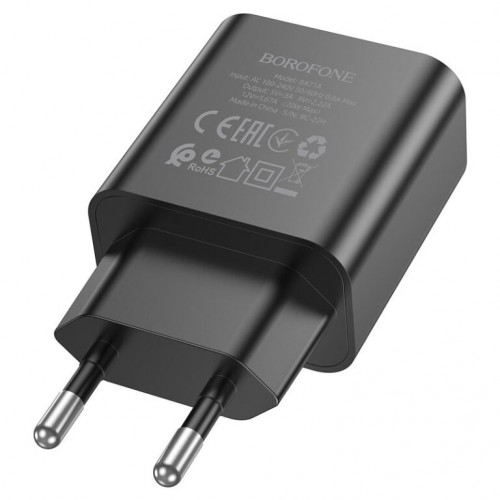 Мережевий зарядний пристрій BOROFONE BA71A Power single Port PD20W charger Black