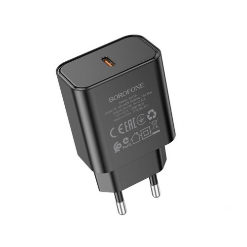 Мережевий зарядний пристрій BOROFONE BA71A Power single Port PD20W charger Black