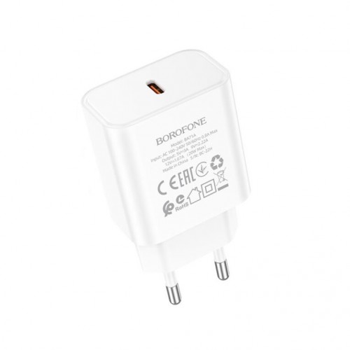 Мережевий зарядний пристрій BOROFONE BA71A Power single Port PD20W charger White