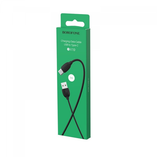 Кабель BOROFONE BX19 USB to Type-C 3A, 1m, PVC, TPE connectors, Black