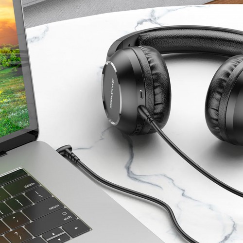 Аудіокабель BOROFONE BL10 3.5mm male to 3.5mm male, PVC, 2m, Black