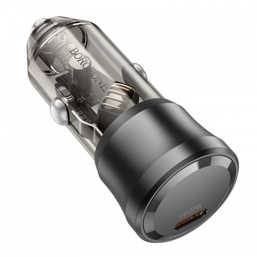 Автомобільний зарядний пристрій BOROFONE BZ24 Clever single port PD20W car charger Transparent Black
