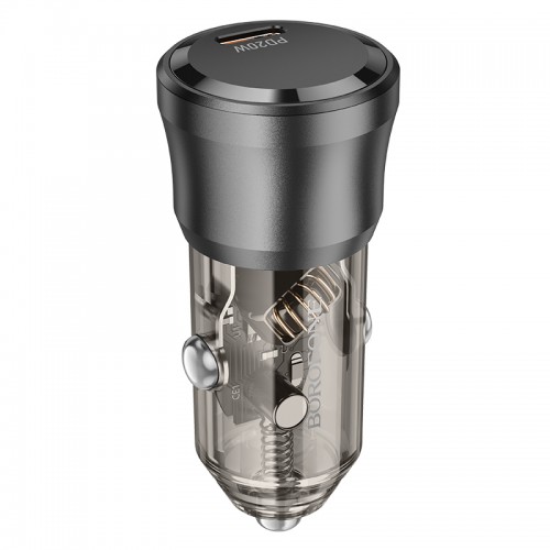 Автомобільний зарядний пристрій BOROFONE BZ24 Clever single port PD20W car charger Transparent Black