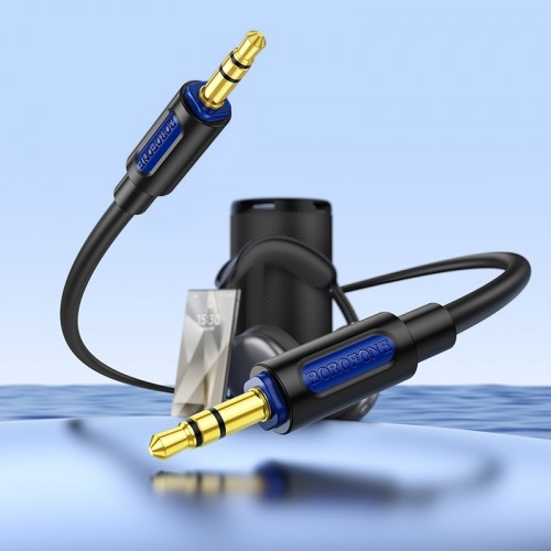 Аудіокабель BOROFONE BL20 3.5mm male to 3.5mm male, silicone, 1m Black