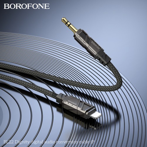 Аудіокабель BOROFONE BL22 iP to 3.5mm male, nylon braid, 1m, Black