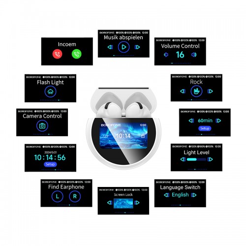 Беспроводные наушники TWS BOROFONE BW87 Mist, сенсорный экран, белый