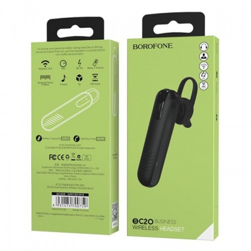 Bluetooth гарнітура BOROFONE BC20 Smart business wireless headset Black