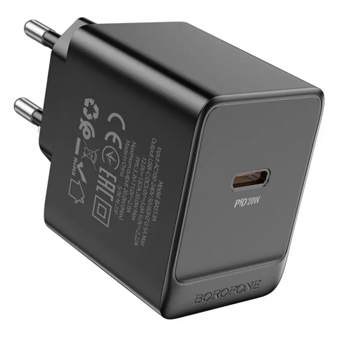 Мережевий зарядний пристрій BOROFONE BAS13A Erudite single port PD20W charger(EU) Black