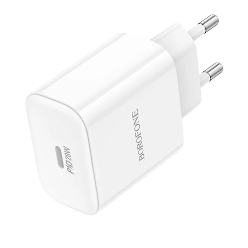 Мережевий зарядний пристрій BOROFONE BA81A single port PD20W charger(EU) White