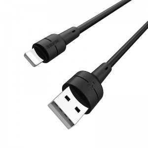 Кабель BOROFONE BX30 USB — iP 2.4A, 1 м, силикон, разъёмы TPE, чёрный