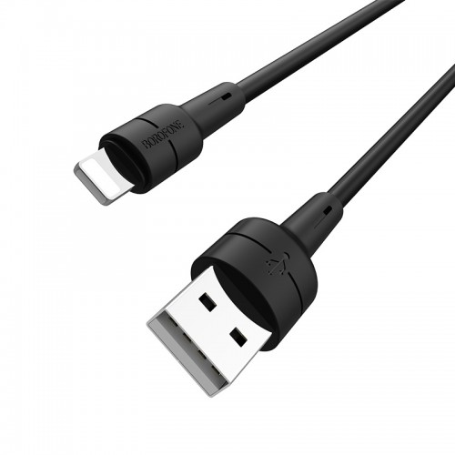 Кабель BOROFONE BX30 USB — iP 2.4A, 1 м, силикон, разъёмы TPE, чёрный