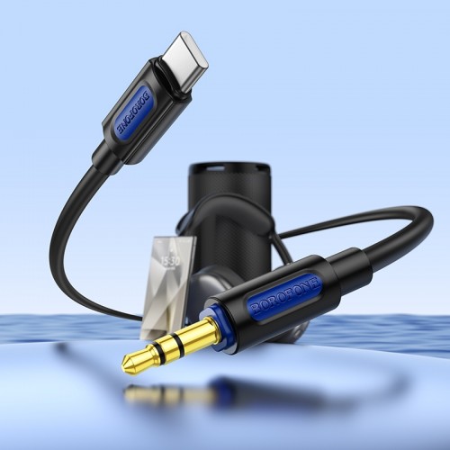 Аудиокабель BOROFONE BL20 Type-C на 3.5 мм (штекер), силиконовый, 1 м, чёрный