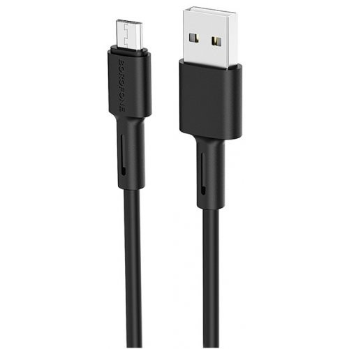 Кабель BOROFONE BX31 USB – Micro 2.4A, 1 м, силикон, разъёмы TPE, чёрный