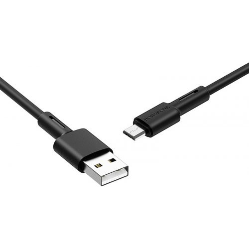 Кабель BOROFONE BX31 USB – Micro 2.4A, 1 м, силикон, разъёмы TPE, чёрный