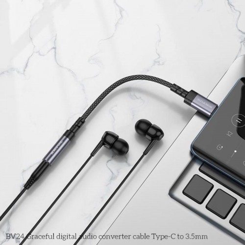 Переходник BOROFONE BV24 Graceful цифровой аудиоконвертер-кабель Type-C на 3,5 мм Metal Grey